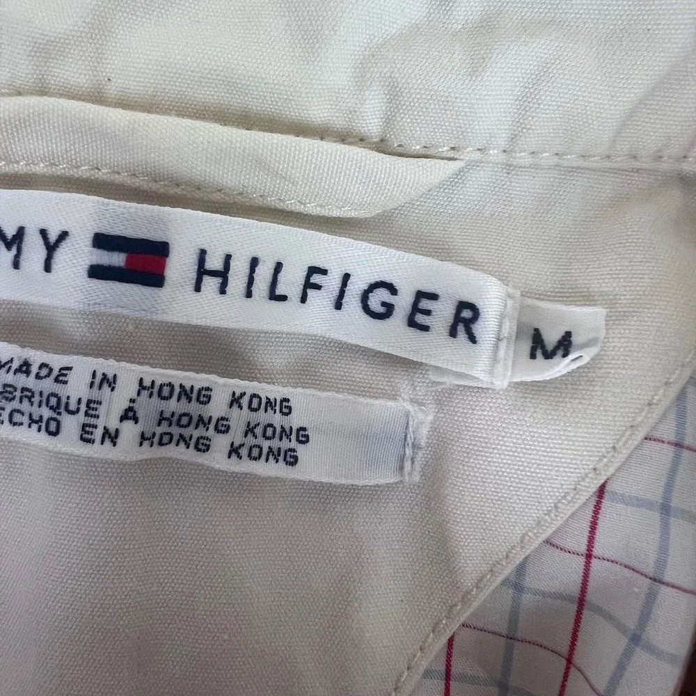 Vtg Tommy Hilfiger White‎ Cotton Button Up Jacket Womens Medium Casual Mod Disco
